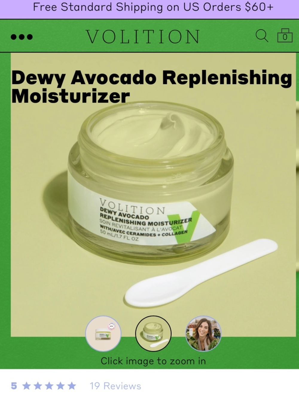 Volition Dewy Avocado Replenishing Moisturizer — Green
